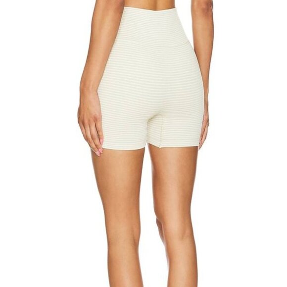 NEW WELLBEING + BEINGWELL Women's Size S/M Maram 4 Inch Shorts Green Stripes - Picture 3 of 11